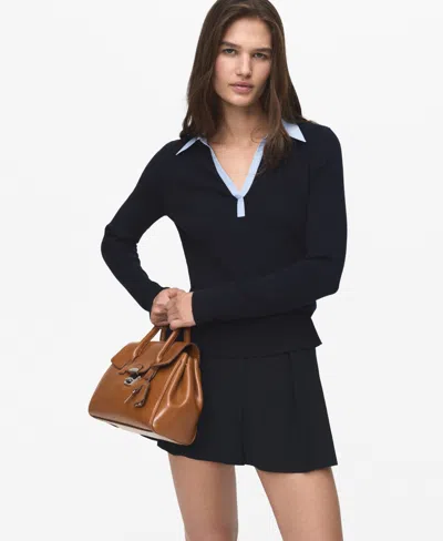 Mango Women's Combined Shirt-collar Sweater In Blue