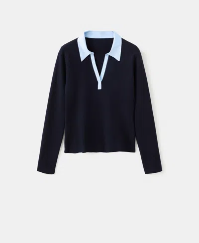 Mango Combined Shirt-collar Sweater Chocolate In Black