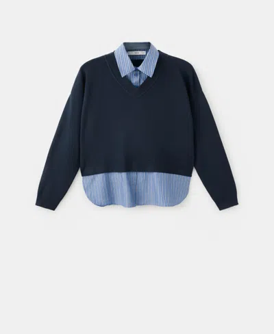 Mango Women's Combined Shirt Sweater In Blue