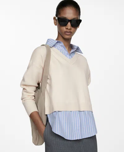 Mango Women's Combined Shirt Sweater In Ecru