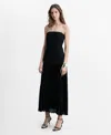 Mango Combined Strapless Dress Black In Black