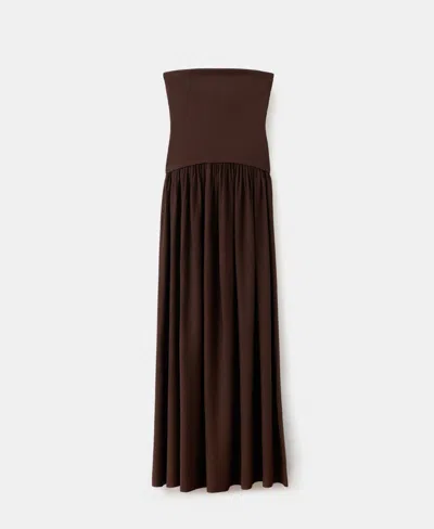 Mango Combined Strapless Dress Chocolate In Brown