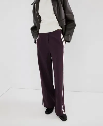 Mango Women's Combined Striped Pants In Burgundy
