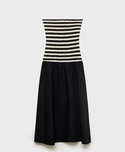 Mango Women's Combined Striped Strapless Dress