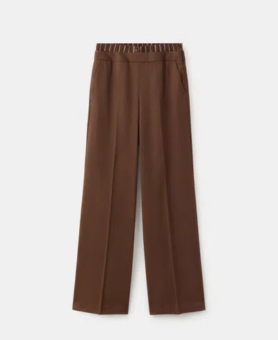 Mango Women's Combined Striped Waistband Lyocell Pants In Brown