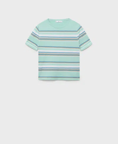 MANGO WOMEN'S COMBINED STRIPES SHORT-SLEEVED SWEATER