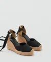 Mango Women's Combined Tied Wedges In Black