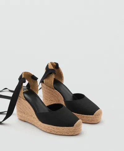 Mango Women's Combined Tied Wedges In Black
