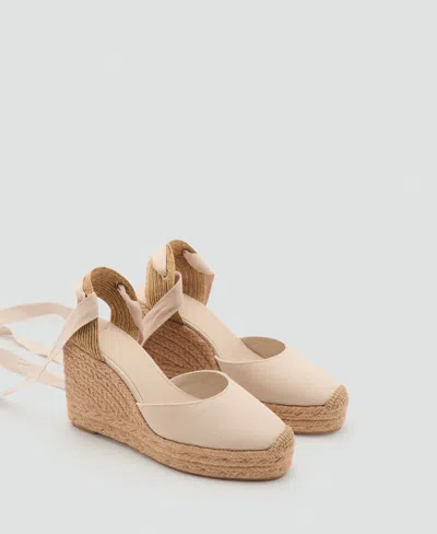 Mango Women's Combined Tied Wedges In Sand