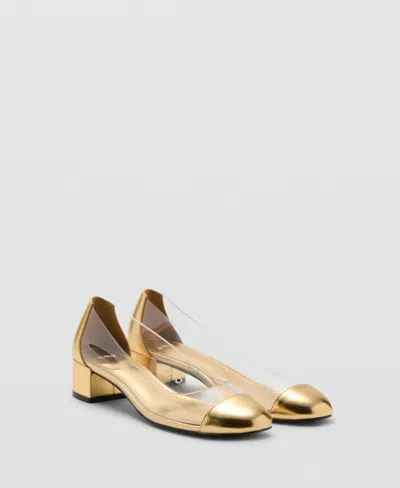 Mango Women's Combined Vinyl Heeled Shoes In Gold