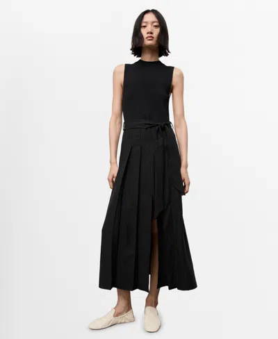 MANGO WOMEN'S COMBINED WOVEN BELT DRESS
