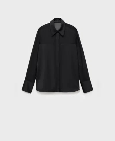 Mango Women's Concealed Buttons Detail Chiffon Shirt In Black