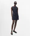 Mango Sleeveless Pinstripe Minidress In Black