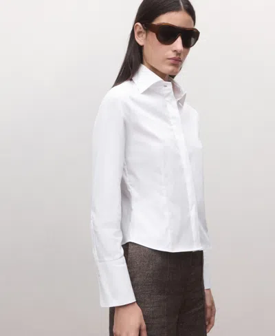 Mango Women's Concealed Closure Fitted Shirt In White