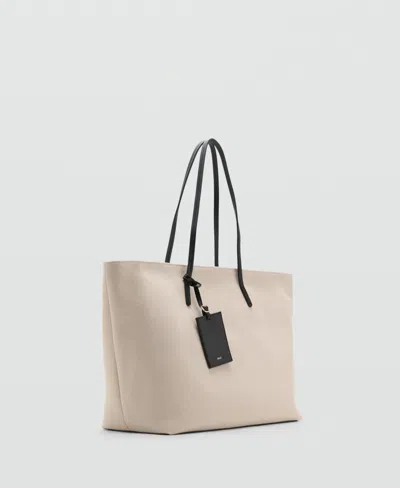 Mango Women's Contrast Canvas Shopper Bag In White
