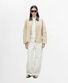 Mango Cotton Jacket With Contrasting Collar In Light,pastel Gray