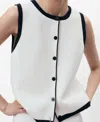 Mango Knitted Waistcoat With Contrast Detail Ecru In White