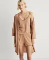 Mango Women's Contrast Lace Cotton Robe In Brown