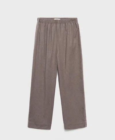 Mango Women's Contrast Piping Cotton Flannel Pants In Brown