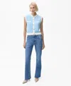 Mango Knitted Waistcoat With Contrast Piping Turquoise In Turquoise