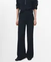 Mango Split Hem Pull-on Straight Leg Knit Pants In Blue