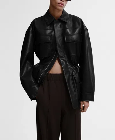 Mango Women's Contrast Stripe Straight Pants In Black