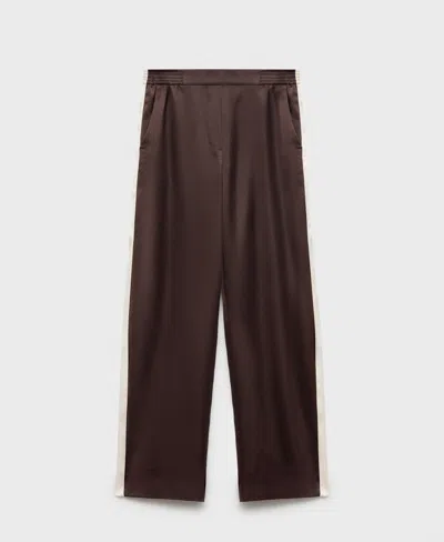 Mango Women's Contrast Stripe Straight Pants In Purple