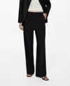 Mango Pinstripe Pleat Front Straight Leg Pants In Black