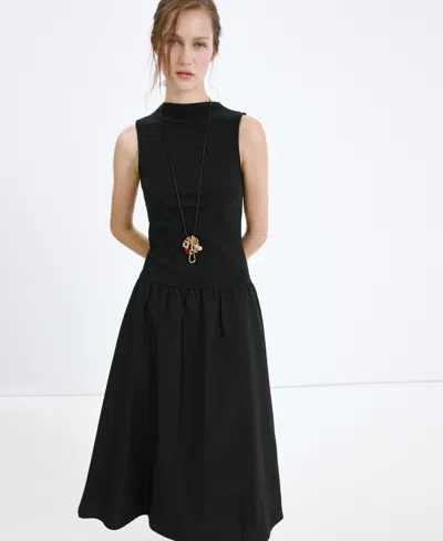 Mango Women's Contrast-bodice Dress In Black