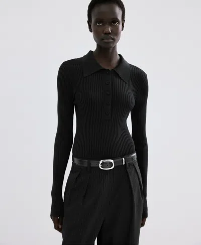 Mango Women's Contrast-bodice Long Jumpsuit In Black