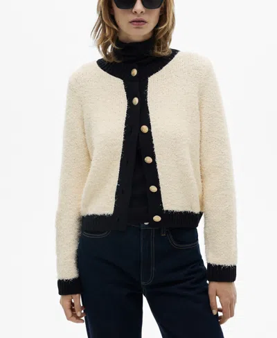 Mango Women's Contrasted Buttons Sweater In Ecru