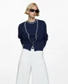Mango Cardigan With Contrasting Finish Dark Navy In Dark Navy