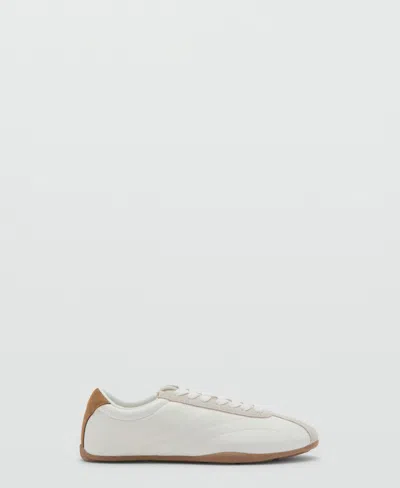 Mango Women's Contrasting Panel Leather Sneakers In White