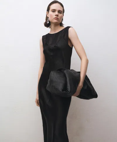 Mango Women's Contrasting Satin Dress In Black