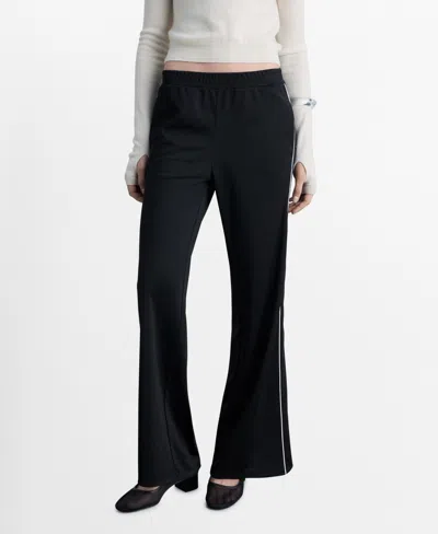 Mango Women's Contrasting-stripe Jogger Pants In Black