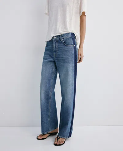 Mango Women's Contrasting Stripe Low-rise Jeans In Blue