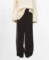 Mango Side Stripe Wide Leg Pants In Brown