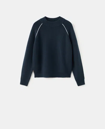 Mango Women's Contrasting Stripes And Perkins Collar Sweater In Blue