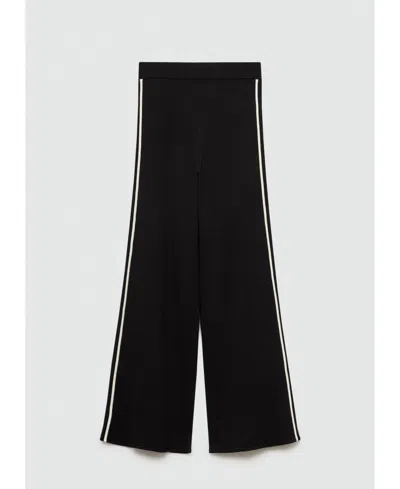 Mango Women's Contrasting Stripes Knitted Pants In Black