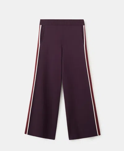 Mango Knitted Trousers With Contrasting Stripes Wine In Burgundy