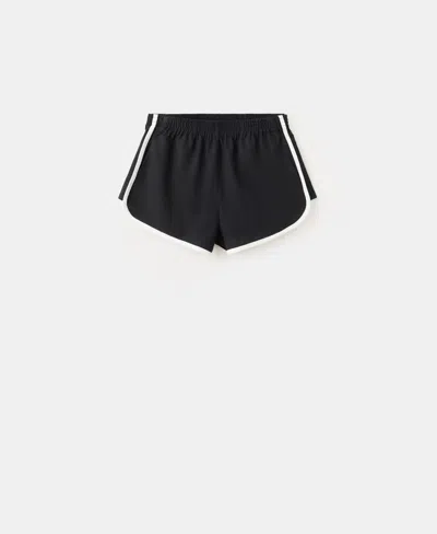 Mango Women's Contrasting Stripes Linen-cotton-blend Shorts In Black