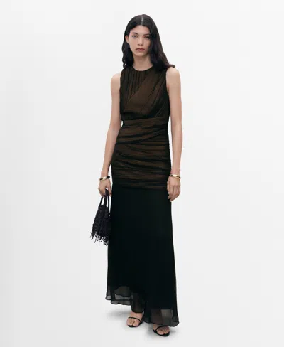 Mango Women's Contrasting Textured Dress In Black
