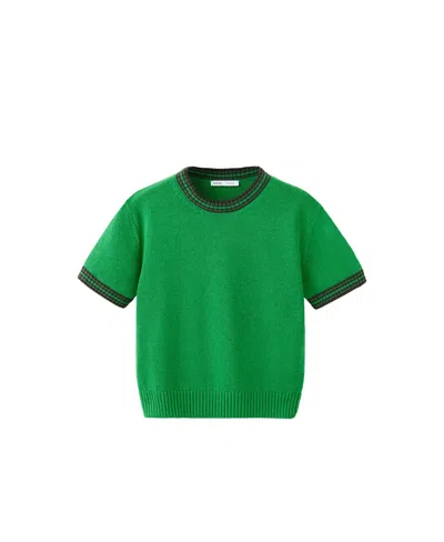 Mango Women's Contrasting Trim Knit Sweater In Green