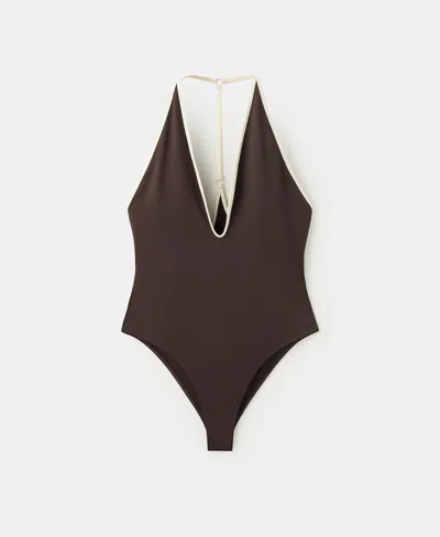 Mango Women's Contrasting Trim V-neck Swimsuit In Multi