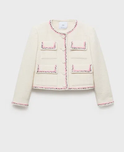 Mango Women's Contrasting Trims Tweed Jacket