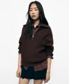 Mango Half Zip Sweater In Brown