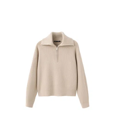 Mango Women's Contrasting Zipper Collar Sweater In Medium Brown