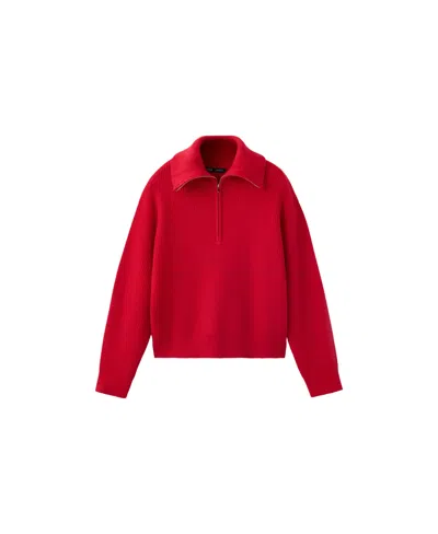 Mango Women's Contrasting Zipper Collar Sweater In Red