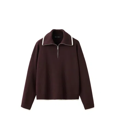 Mango Women's Contrast-stripe Polo-collar Sweater In Chocolate