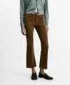 Mango Corduroy Crop Bootcut Pants In Medium Brown